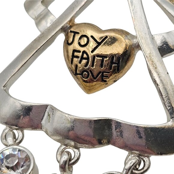 VTG Brooch Silver/Gold Toned Angel Love Faith Joy Dangle Charm Christian Faith - Picture 5 of 16